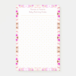 Custom Pretty Pink Brown Dot Grid New Baby Planner Post-it Notes