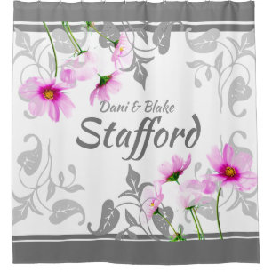 Custom Pretty Pink Cosmos Elegant Greys Your Name 