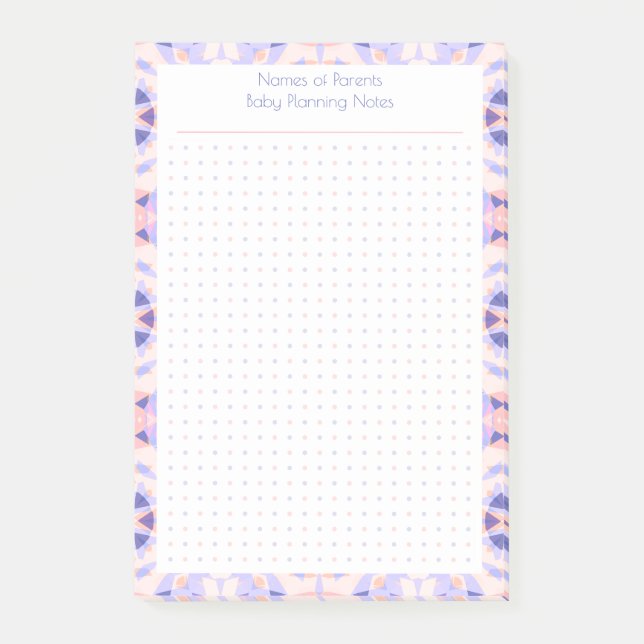 Custom Pretty Purple Dot Grid New Mom Baby Planner Post-it Notes (Front)