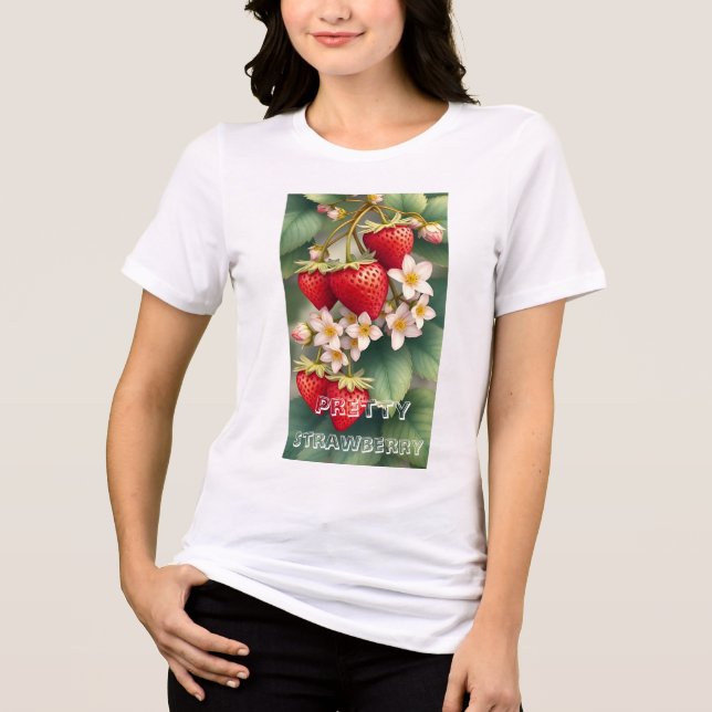 Custom Pretty Red Strawberry Personalized Tri-Blend Shirt (Front)