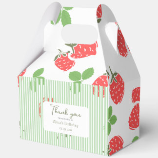 Custom pretty strawberry and stripes Green RE Favor Box
