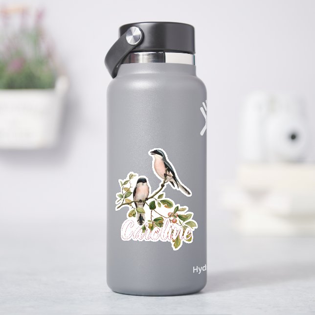Custom Pretty Vintage Birds In Red Berry Tree (HydroFlask)