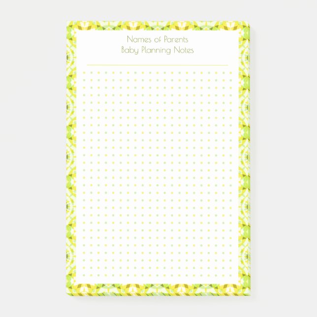 Custom Pretty Yellow Dot Grid New Mom Baby Planner Post-it Notes (Front)