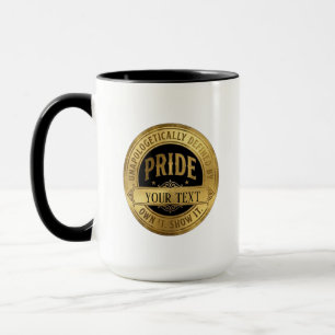Custom Pride Gold Badge - Personalizable Vintage P Mug