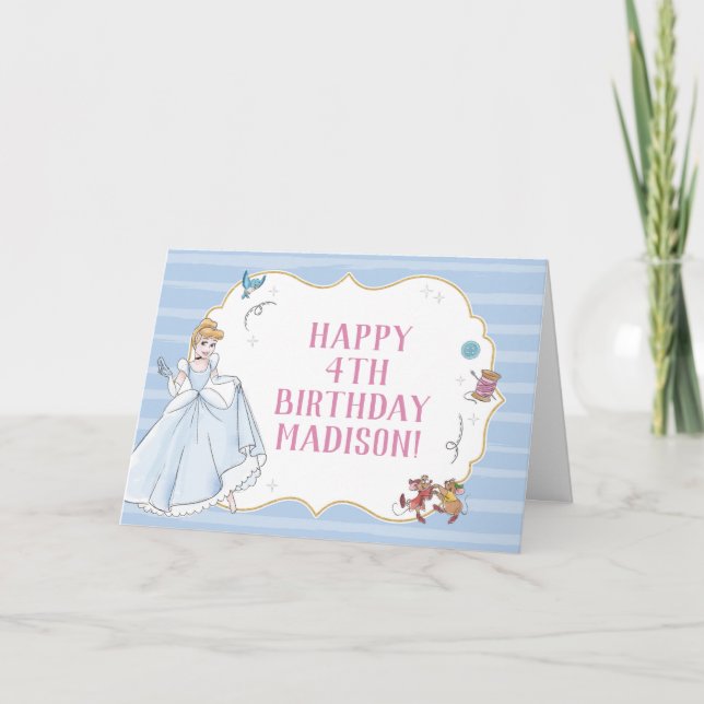 Custom Princess Cinderella | Watercolor Birthday Card (Front)
