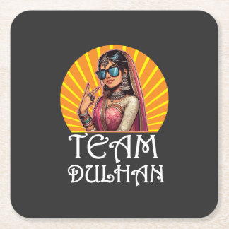 Custom Print Desi Wedding Shaadi Vibes Square Paper Coaster