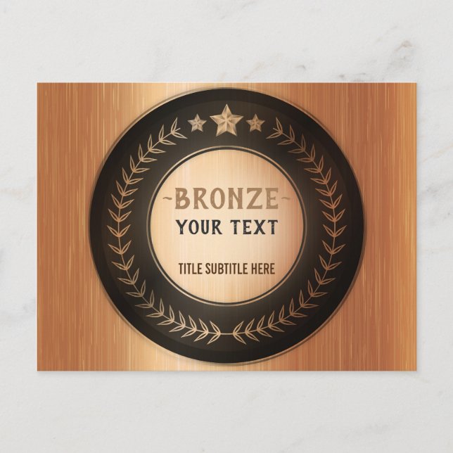 CUSTOM PRINT DIY MEDAL Bronze ADD YOUR LOGO edit Announcement Postcard (Front)