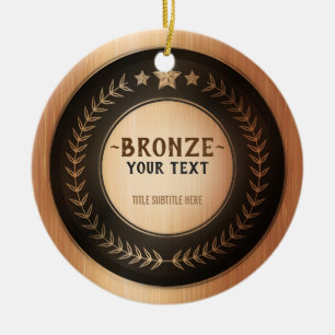 CUSTOM PRINT DIY MEDAL Bronze ADD YOUR LOGO edit Ceramic Ornament