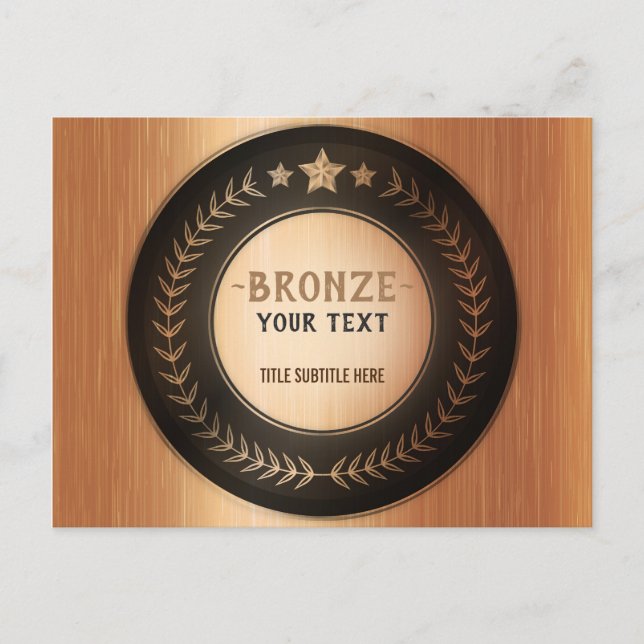 CUSTOM PRINT DIY MEDAL Bronze ADD YOUR LOGO edit Postcard (Front)