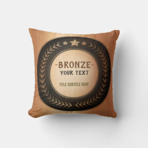 CUSTOM PRINT DIY MEDAL Bronze ADD YOUR LOGO edit Throw Pillow