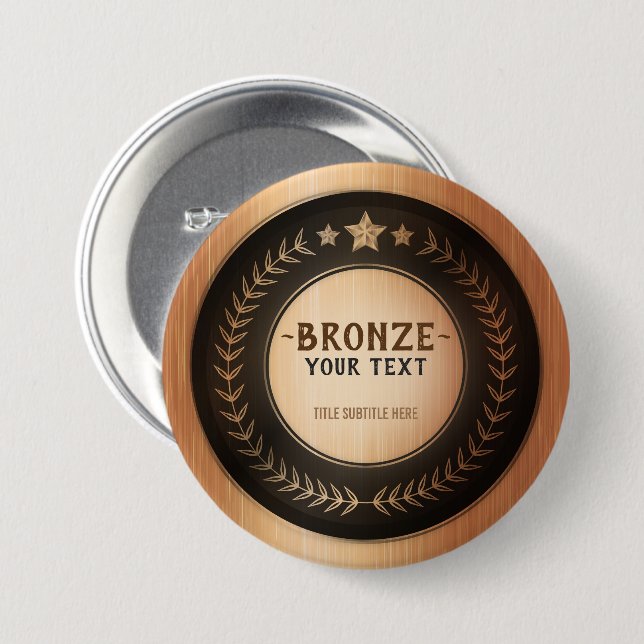 CUSTOM PRINT DIY MEDAL Bronze Champion EDITABLE 3 Inch Round Button (Front & Back)