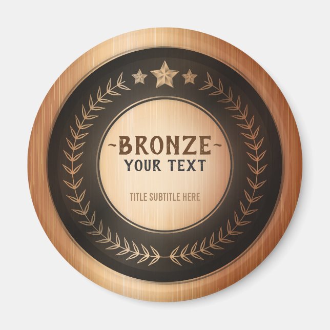 CUSTOM PRINT DIY MEDAL Bronze Champion EDITABLE Magnet (Front)