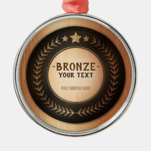 CUSTOM PRINT DIY MEDAL Bronze Champion EDITABLE Metal Ornament