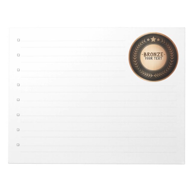 CUSTOM PRINT DIY MEDAL Bronze Champion EDITABLE Notepad (Front)