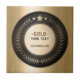 CUSTOM PRINT DIY MEDAL Gold #1 Champion EDITABLE Tile