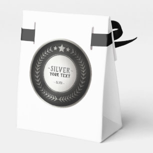 CUSTOM PRINT DIY MEDAL Silver ADD YOUR LOGO edit Favor Box