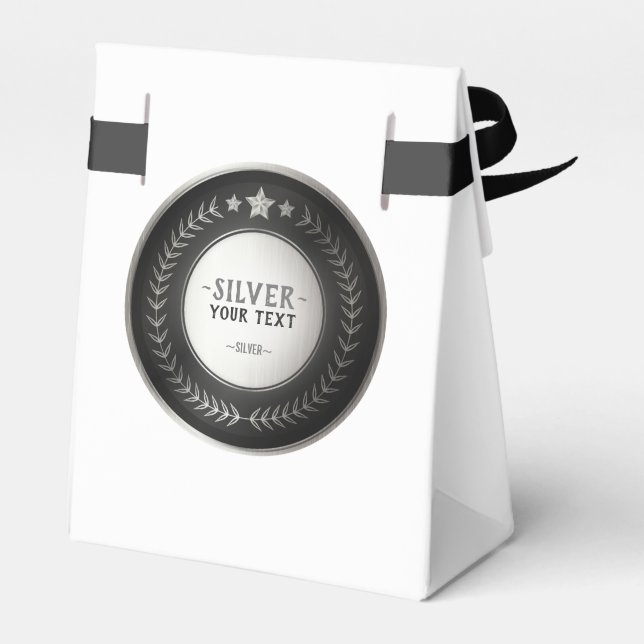 CUSTOM PRINT DIY MEDAL Silver ADD YOUR LOGO edit Favor Box (Back Side)