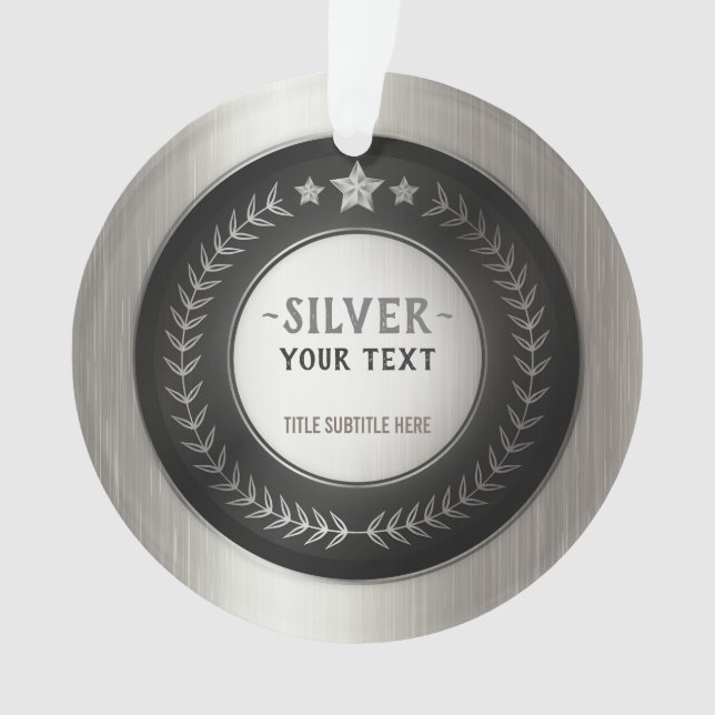 CUSTOM PRINT DIY MEDAL Silver ADD YOUR LOGO edit Ornament (Front)
