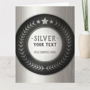 CUSTOM PRINT DIY MEDAL Silver ADD YOUR LOGO edit Thank You Card