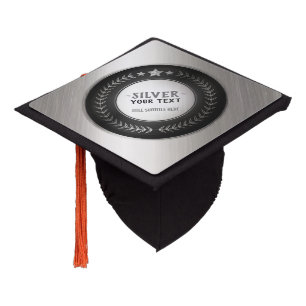 CUSTOM PRINT DIY MEDAL Silver Champion EDITABLE Graduation Cap Topper