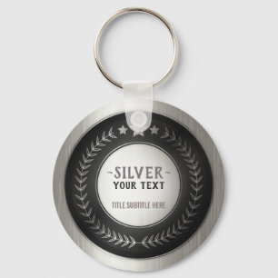 CUSTOM PRINT DIY MEDAL Silver Champion EDITABLE Keychain