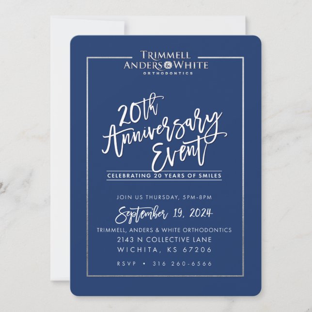 CUSTOM PRINT ORDER  for Kelsey - 20th Anniversary Invitation (Front)