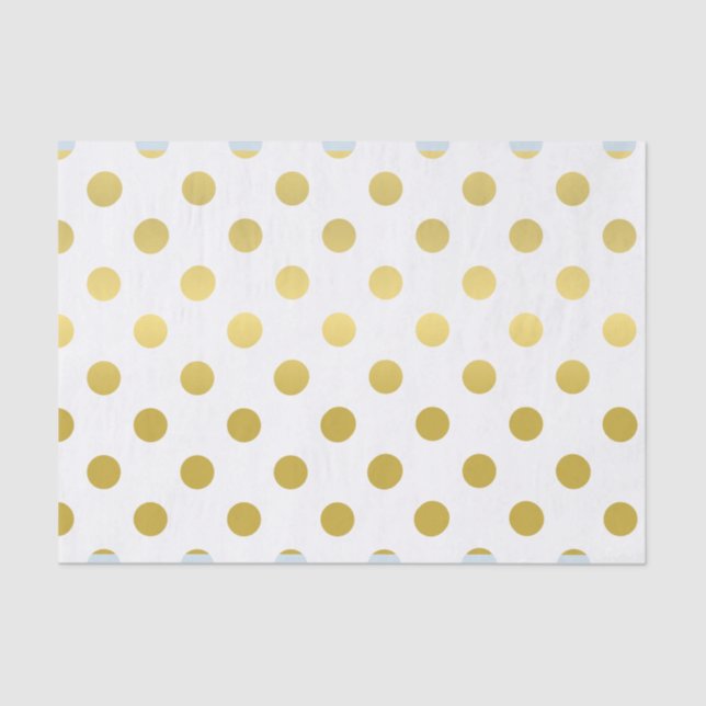 Custom Print White And Gold Polka Dot Tissue Paper (Front)