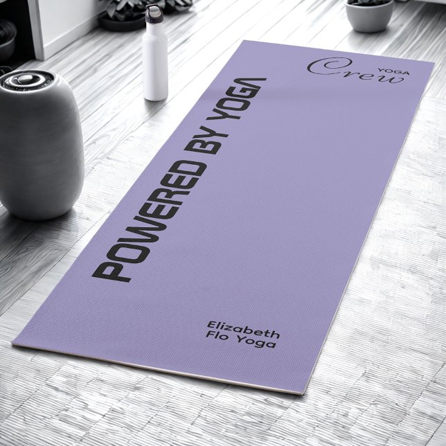 Custom Print Yoga Crew Ocean Pale Purple Yoga Mat (Pale purple yoga mat in a modern studio.)