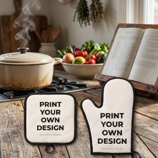 Custom Print Your Own | Printing My Own To Order Oven Mitt & Pot Holder Set