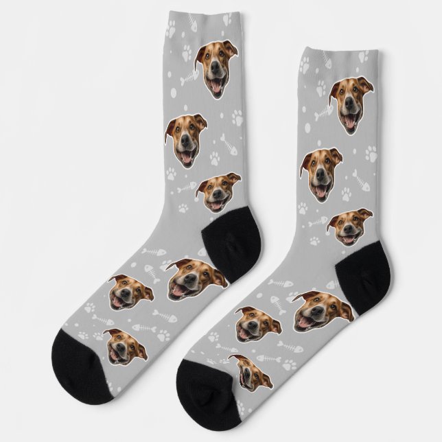 Custom Print Your Photo Pet Face Socks Personalize (Left)