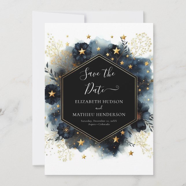 Custom Printable Celestial Wedding Save The Date (Front)