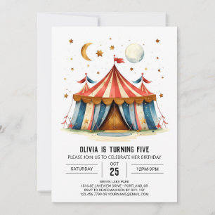 Custom Printable Joy Circus Birthday Invitation