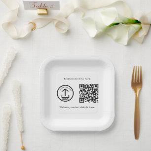 Custom Printed Business Logo QR Code Promotional Paper Plate