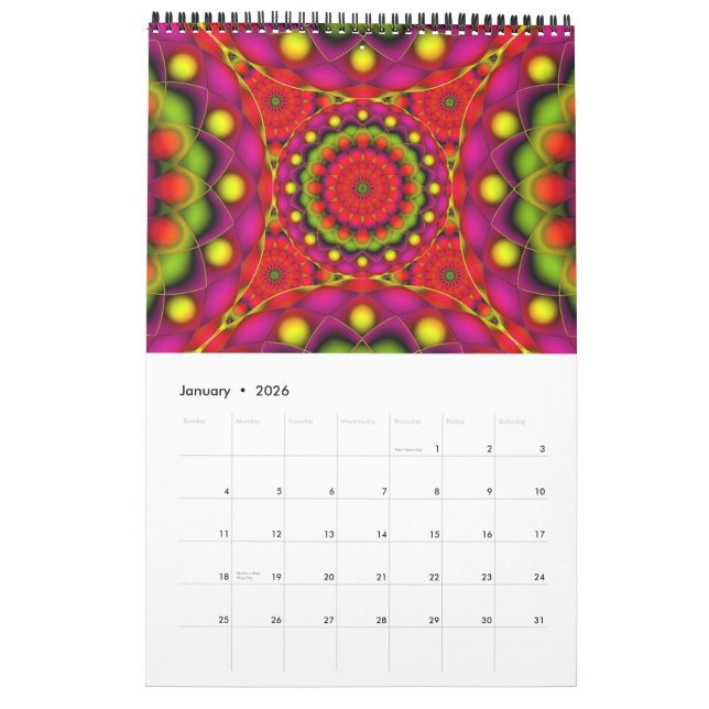 Custom Printed Calendar 2014 Mandala Psychedelic (Jan 2026)