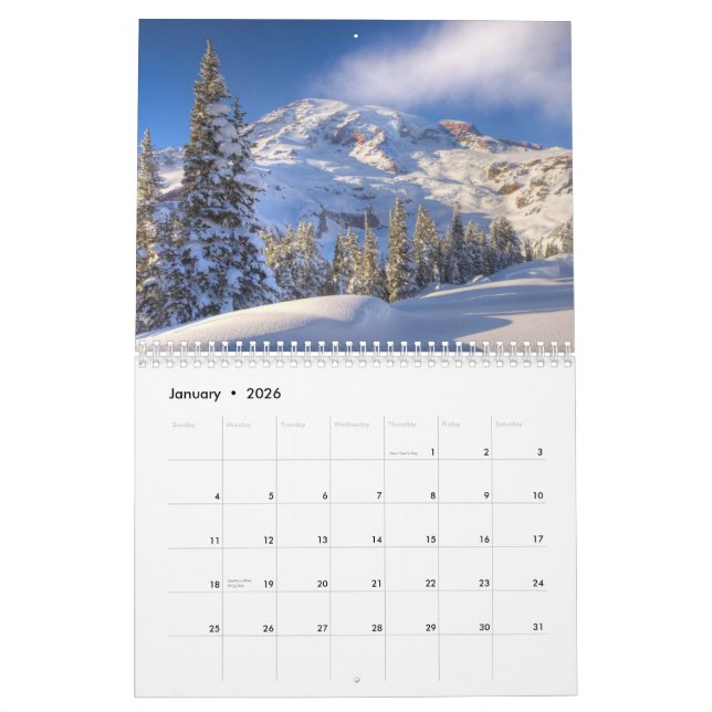 Custom Printed Calendar "Mountains of Washington" (Jan 2026)