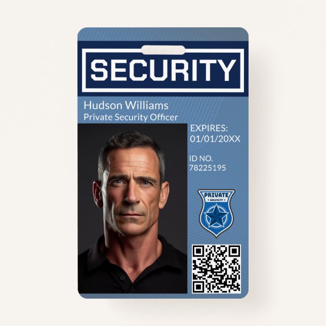 Custom Private Security Guard ID Photo - Vertical Badge (Front)