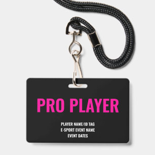 Custom Pro Player Minimalist E-Sport Event Pink Badge