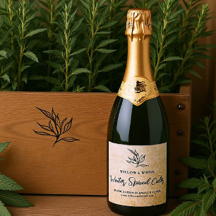 Custom Product Drink Packaging Botanical Kraft Sparkling Wine Label
