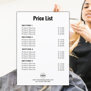 Custom Product/Services Simple White Services Menu