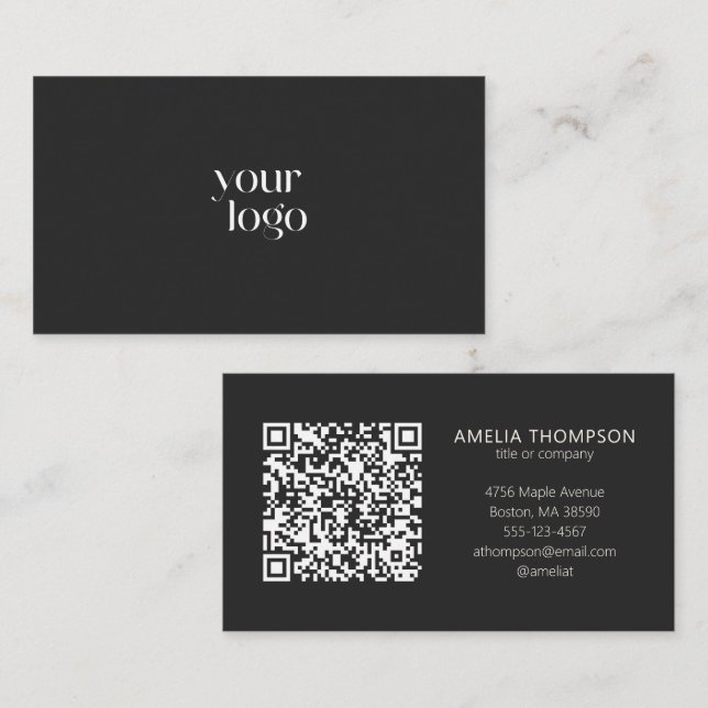 Custom Professional Business Logo Black QR Code Card (Front/Back)