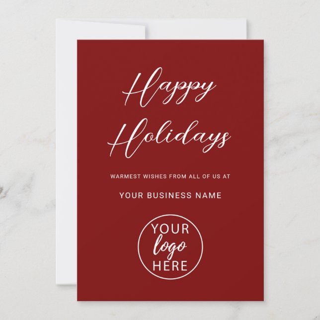 Custom Professional Business Logo Christmas  Holiday Card (Front)