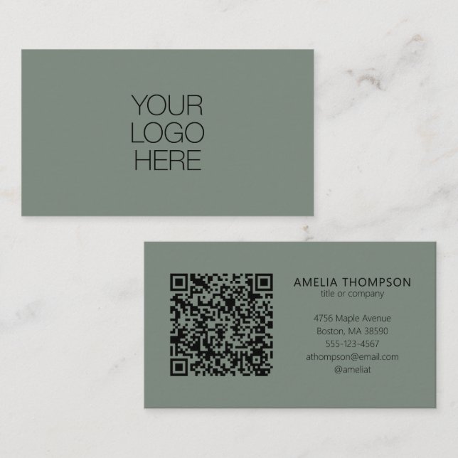 Custom Professional Business Logo Sage QR Code Card (Front/Back)