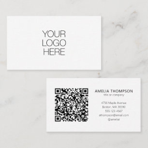 Custom Professional Business Logo White QR Code Card