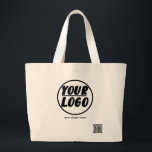 Custom Professional Business Logo With QR Code  Large Tote Bag<br><div class="desc">A modern,  custom business template that is simple to edit with your company's logo and text There is no minimum order quantity.</div>