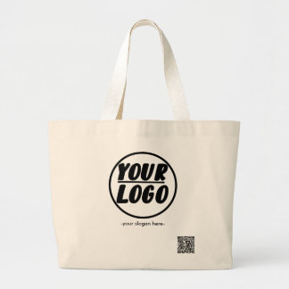 Custom Professional Business Logo With QR Code  Large Tote Bag