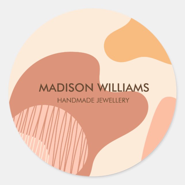 Custom Professional Business Modern Pastel Shapes Classic Round Sticker (Front)