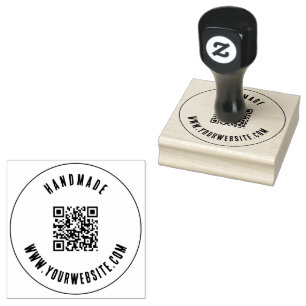 Custom Professional Business QR Code Modern Rustic Rubber Stamp