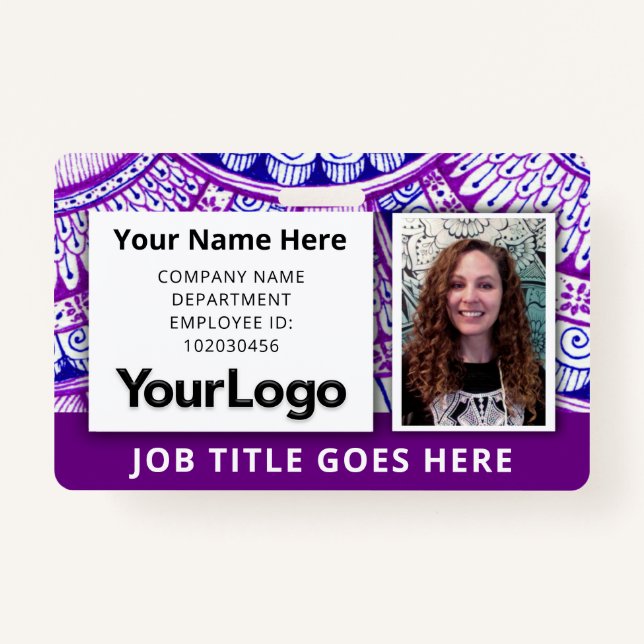 Custom Professional Corporate Employee Photo Name  Badge (Front)