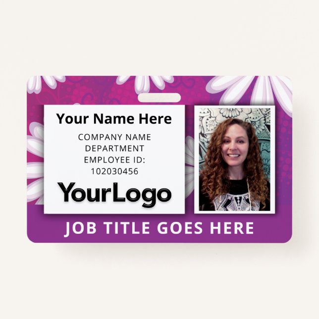 Custom Professional Corporate Employee Photo Name  Badge (Front)