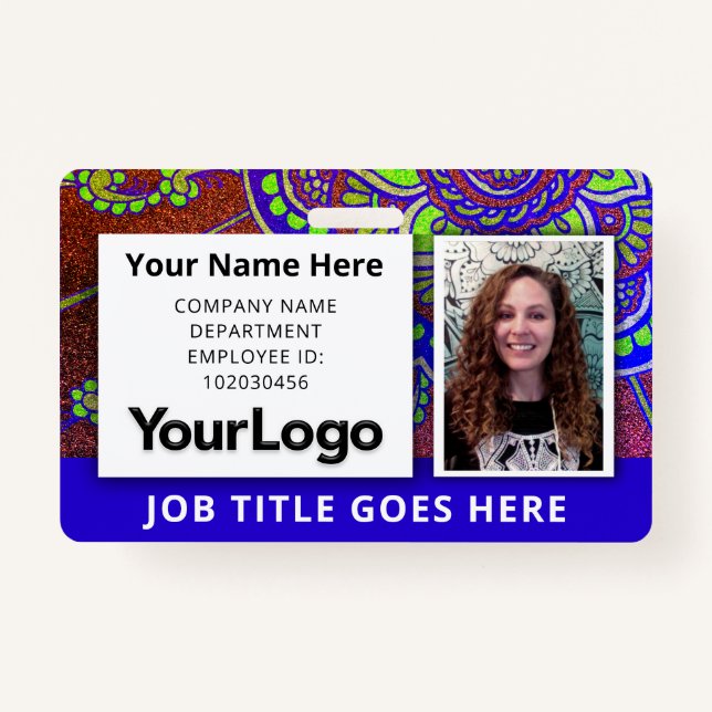 Custom Professional Corporate Employee Photo Name  Badge (Front)